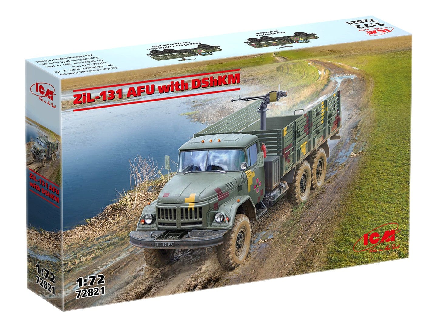 100 - ICM - 72821 - ZiL-131 AFU with DShKM - box front right angle