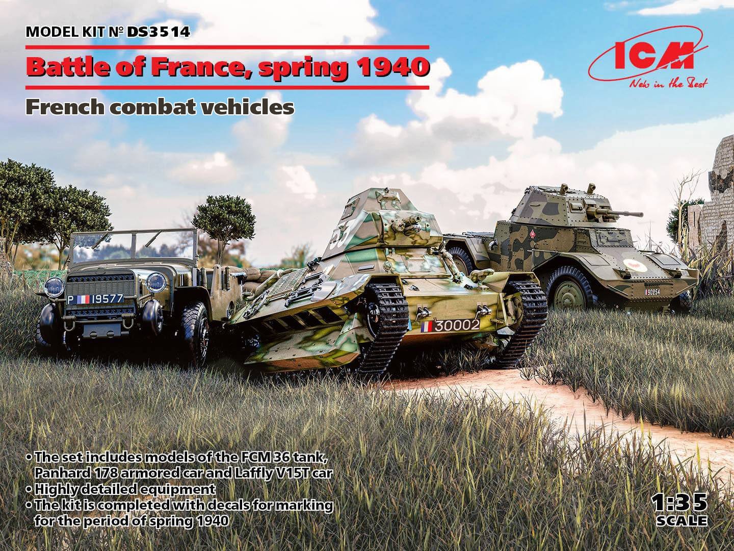 010 - ICM - DS3514 - French Combat Vehicles (1940) - primary image