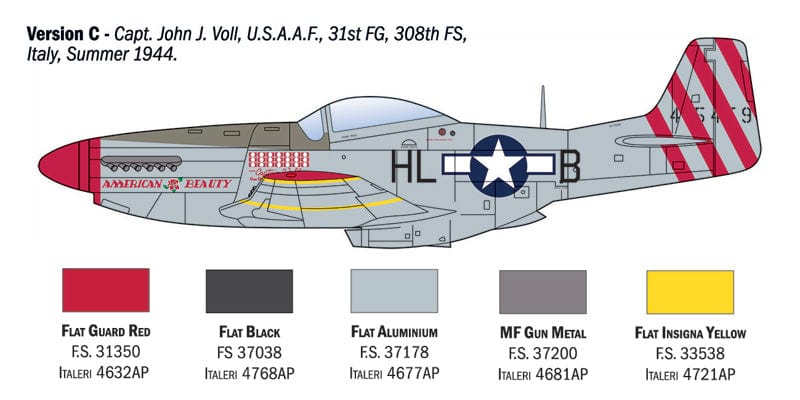 302 - Italeri - 1484 - North American P-51D Mustang ‘WWII Aces’ - paint schemes