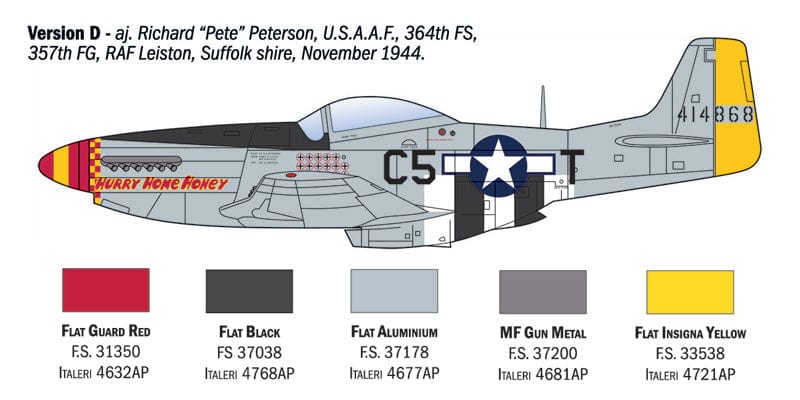 303 - Italeri - 1484 - North American P-51D Mustang ‘WWII Aces’ - paint schemes