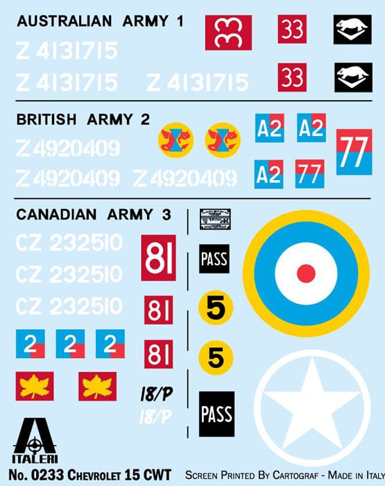 400 - Italeri - 233 - Chevrolet C15 15cwt - decals