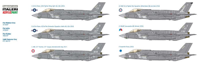300 - Italeri - 2506 - Lockheed Martin F-35A Lightning II - paint schemes