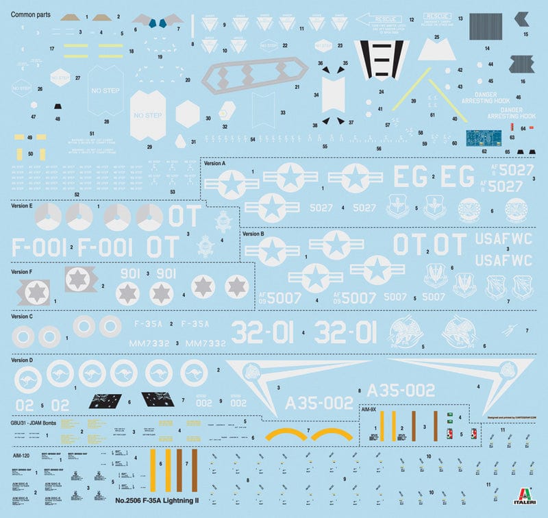 400 - Italeri - 2506 - Lockheed Martin F-35A Lightning II - decals