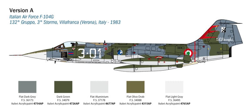 300 - Italeri - 2514 - Lockheed F-104G / Aeritalia F-104S Starfighter - paint schemes