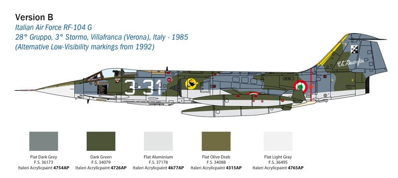 301 - Italeri - 2514 - Lockheed F-104G / Aeritalia F-104S Starfighter - paint schemes