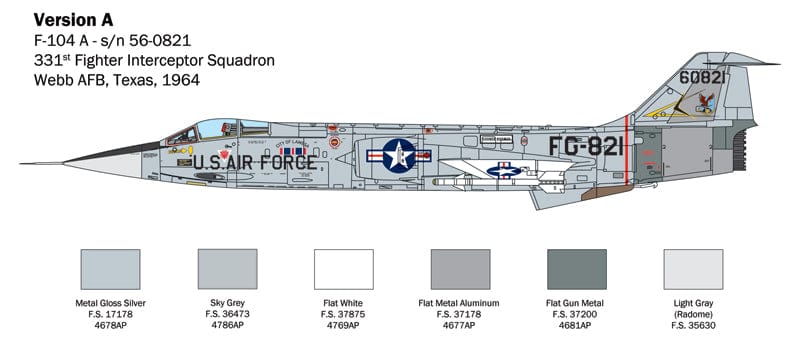 301 - Italeri - 2514 - Lockheed F-104G / Aeritalia F-104S Starfighter - paint schemes