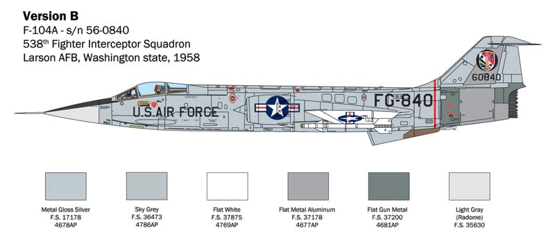 302 - Italeri - 2514 - Lockheed F-104G / Aeritalia F-104S Starfighter - paint schemes