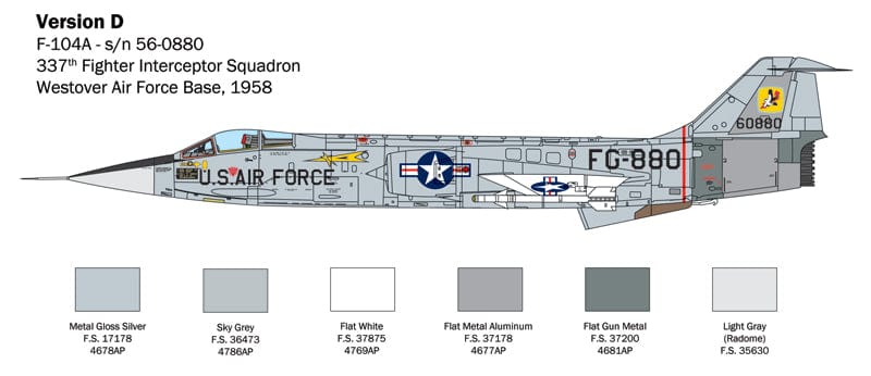 304 - Italeri - 2514 - Lockheed F-104G / Aeritalia F-104S Starfighter - paint schemes