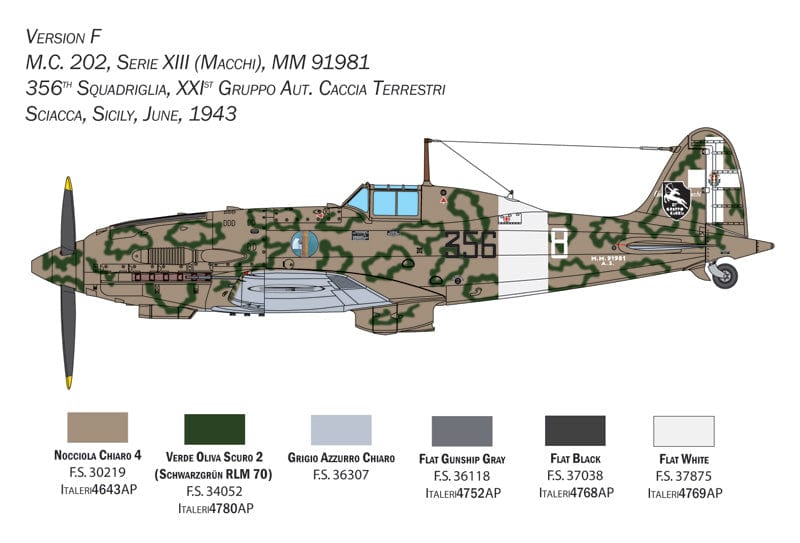 Italeri - 2518 - Macchi C.202 Folgore - paint schemes