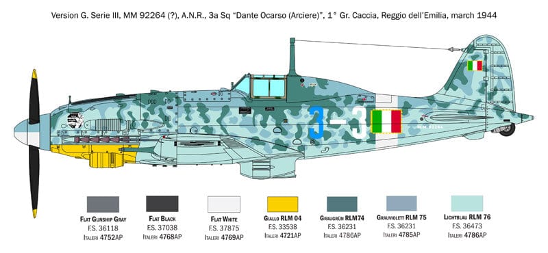 Italeri - 2519 - Macchi MC.205 Veltro - paint schemes