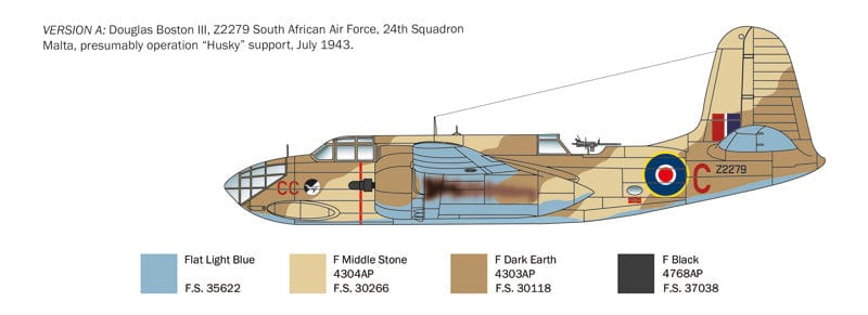 300 - Italeri - 2656 - Douglas Boston Mk III / A-20B/C Havoc - paint schemes