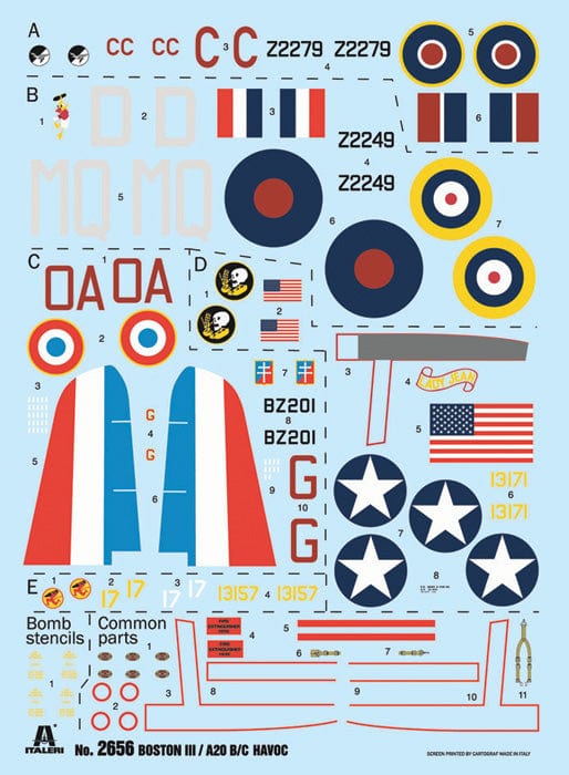 400 - Italeri - 2656 - Douglas Boston Mk III / A-20B/C Havoc - decals