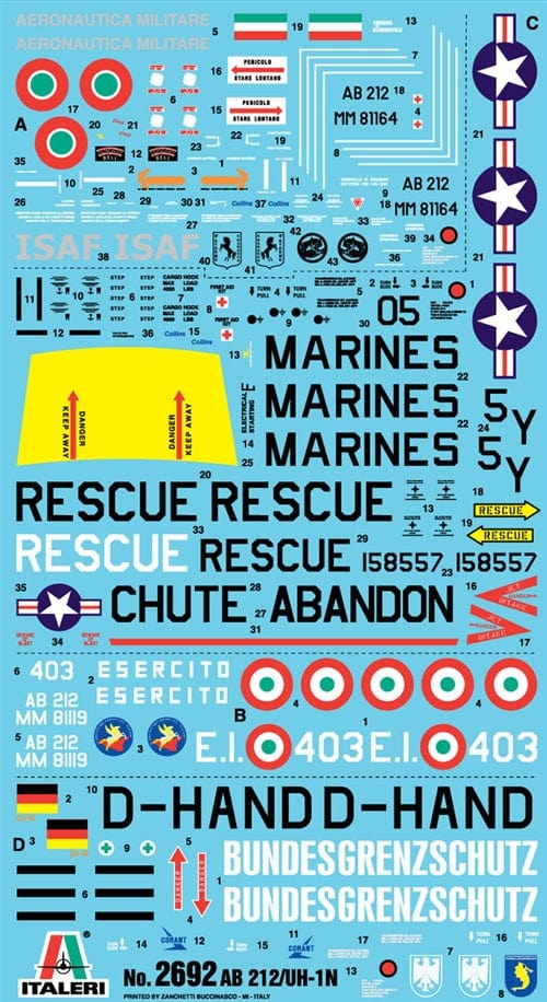 400 - Italeri - 2692 - Agusta-Bell AB 212 / Bell UH-1N Iroquois ‘Twin Huey’ - decals