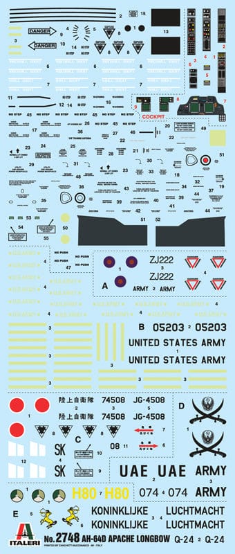 400 - Italeri - 2748 - Westland Apache AH1 / Boeing AH-64D Apache Longbow - decals