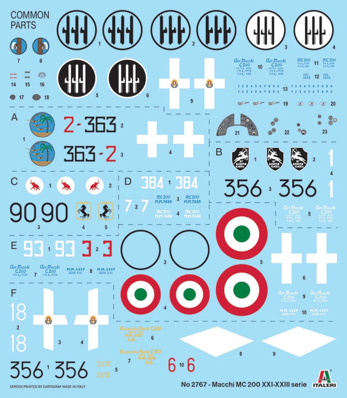 400 - Italeri - 2767 - Macchi C.200 Saetta Serie XXI-XXIII - decals