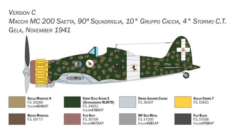 302 - Italeri - 2767 - Macchi C.200 Saetta Serie XXI-XXIII - paint schemes
