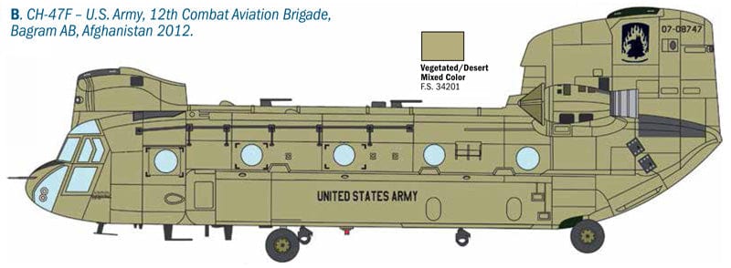 301 - Italeri - 2779 - Boeing Chinook HC2 / CH-47F/J Chinook - paint schemes