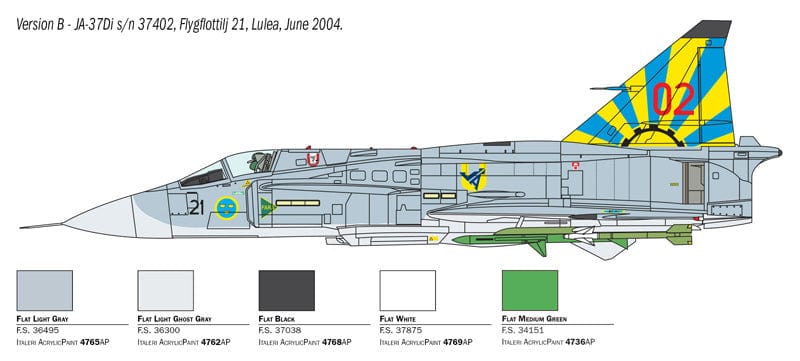 301 - Italeri - 2785 - Saab JA 37Di Viggen - paint schemes