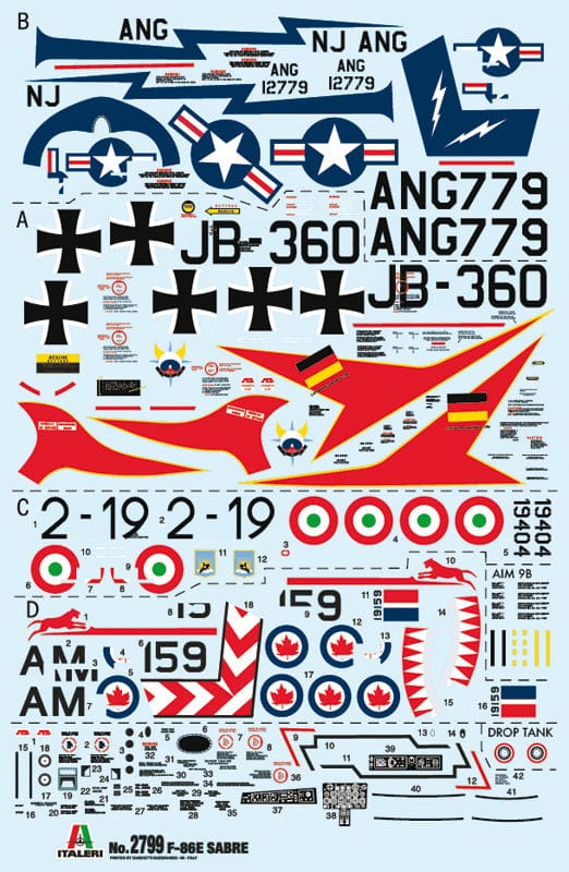 400 - Italeri - 2799 - Canadair CL-13 / North American F-86E Sabre - decals