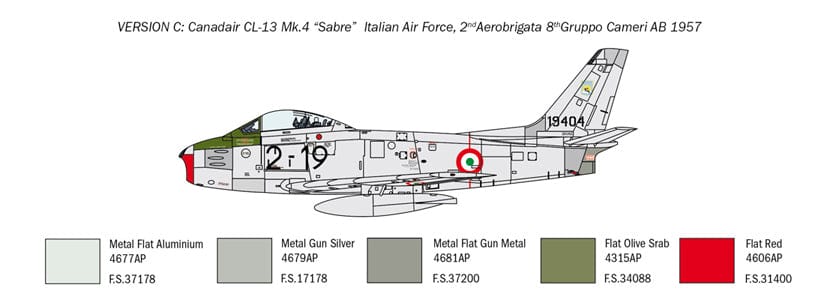 302 - Italeri - 2799 - Canadair CL-13 / North American F-86E Sabre - paint schemes