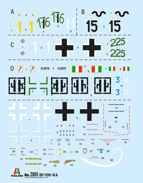 400 - Italeri - 2805 - Messerschmitt Bf 109 K-4 - decals
