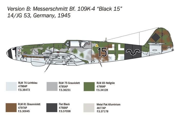 301 - Italeri - 2805 - Messerschmitt Bf 109 K-4 - paint schemes