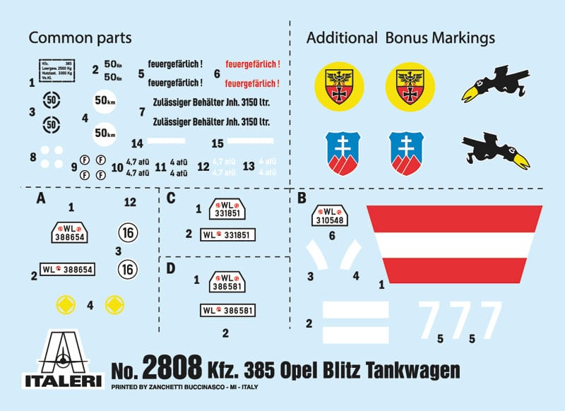 400 - Italeri - 2808 - Opel Blitz Kfz. 385 Tankwagen ‘Battle of Britain’ - decals
