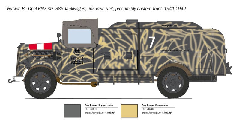 301 - Italeri - 2808 - Opel Blitz Kfz. 385 Tankwagen ‘Battle of Britain’ - paint schemes