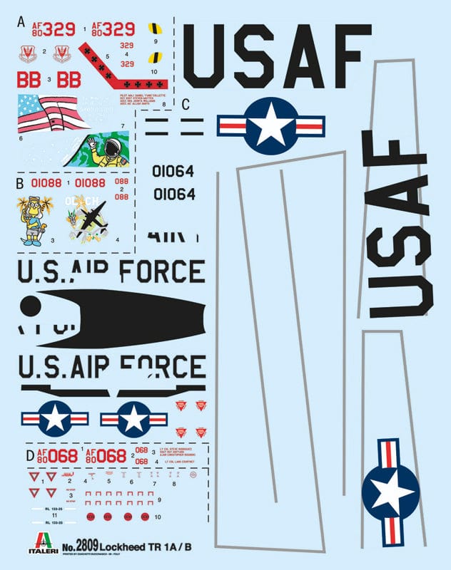 400 - Italeri - 2809 - Lockheed TR-1A/B / TU-2S/U-2S Dragon Lady - decals