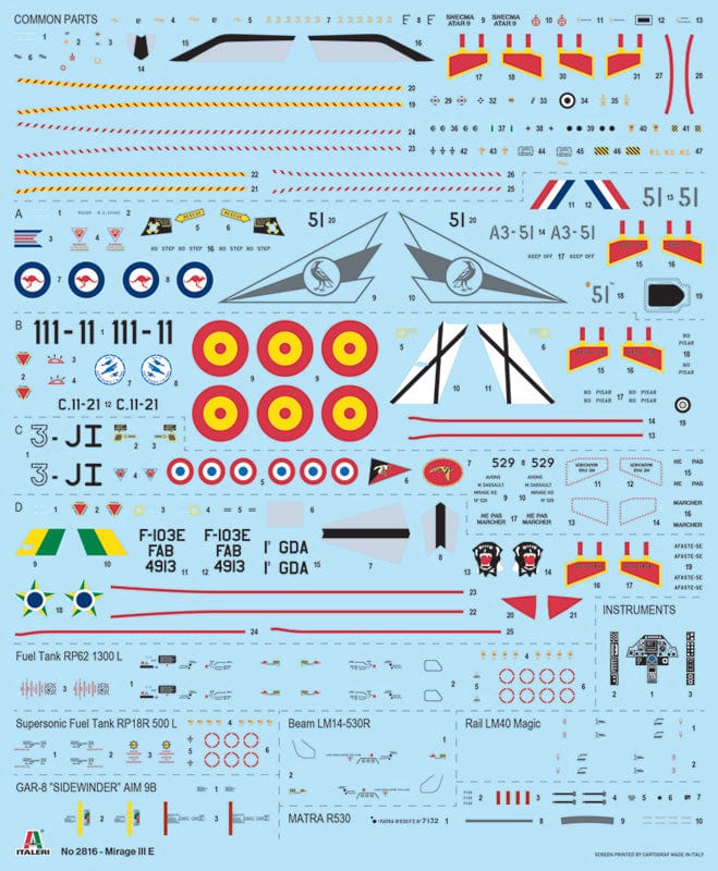 400 - Italeri - 2816 - Dassault Mirage IIIE - decals
