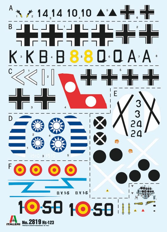 400 - Italeri - 2819 - Henschel Hs 123 A/B-1 - decals