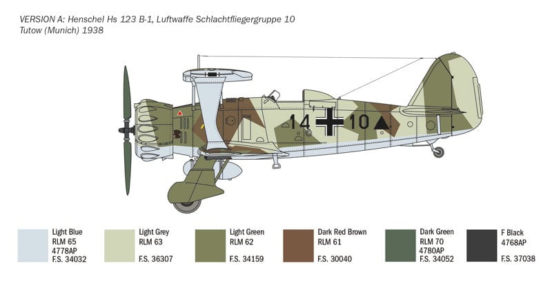 300 - Italeri - 2819 - Henschel Hs 123 A/B-1 - paint schemes