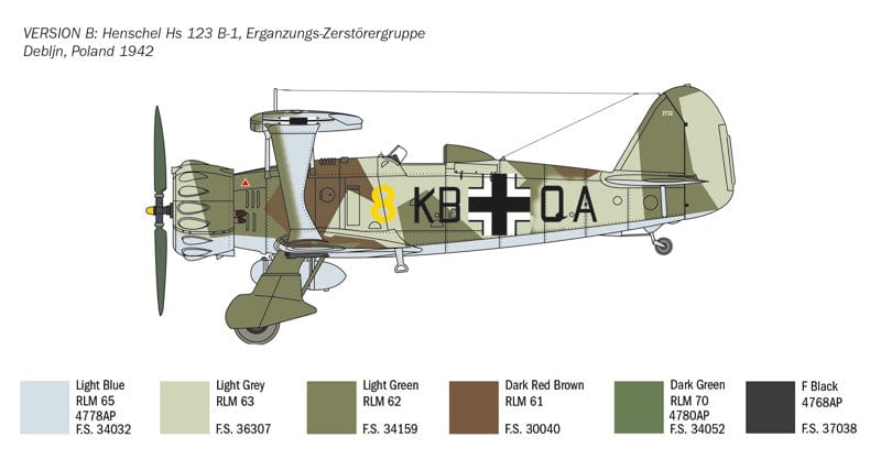 301 - Italeri - 2819 - Henschel Hs 123 A/B-1 - paint schemes