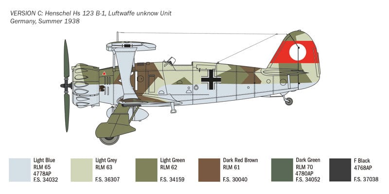 302 - Italeri - 2819 - Henschel Hs 123 A/B-1 - paint schemes
