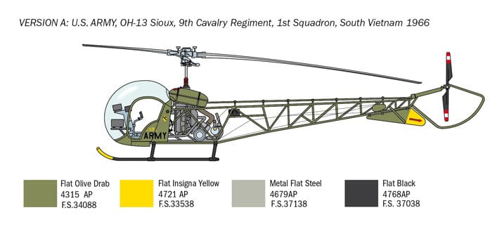 300 - Italeri - 2820 - Bell OH-13 Sioux - paint schemes