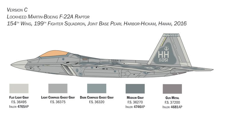 302 - Italeri - 2822 - Lockheed Martin F-22A Raptor - paint schemes