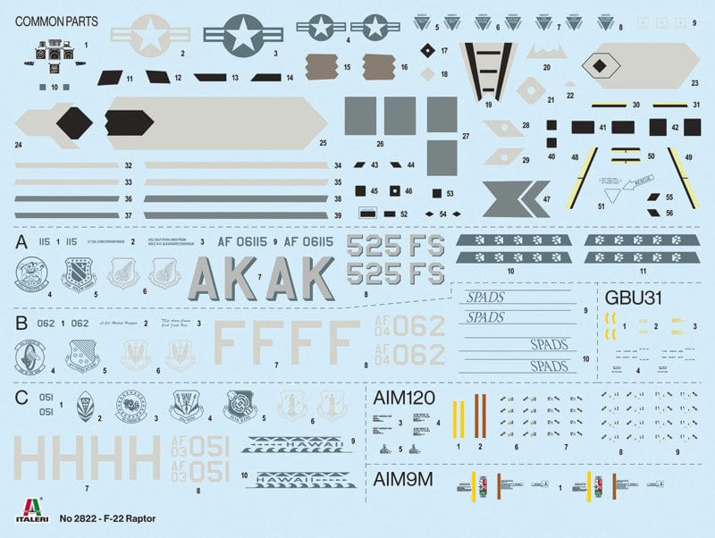 400 - Italeri - 2822 - Lockheed Martin F-22A Raptor - decals