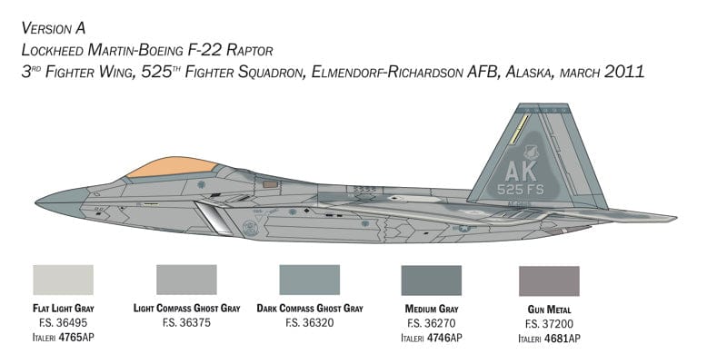300 - Italeri - 2822 - Lockheed Martin F-22A Raptor - paint schemes