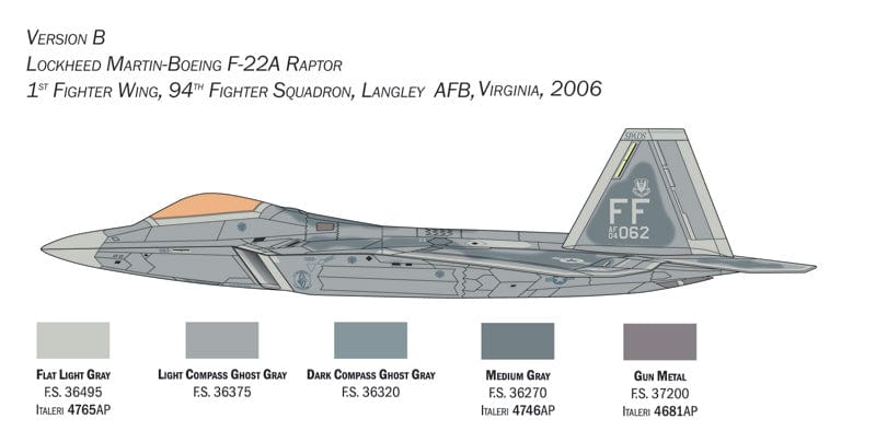 301 - Italeri - 2822 - Lockheed Martin F-22A Raptor - paint schemes