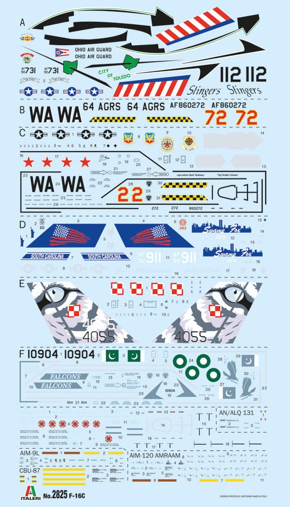 400 - Italeri - 2825 - Lockheed Martin F-16C Fighting Falcon - decals