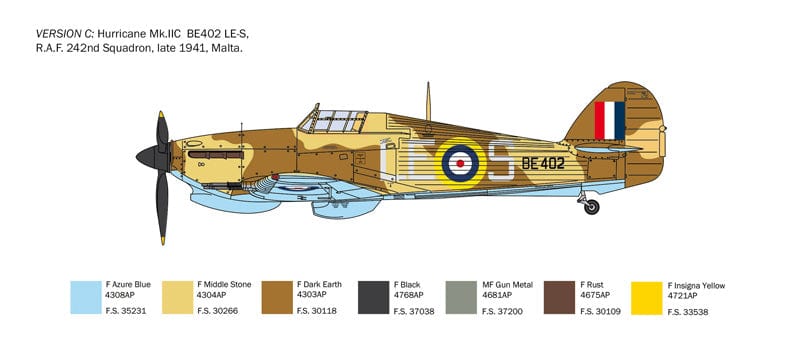 302 - Italeri - 2828 - Hawker Hurricane Mk IIC - paint schemes