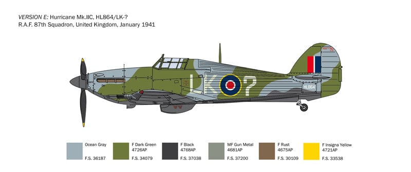 304 - Italeri - 2828 - Hawker Hurricane Mk IIC - paint schemes