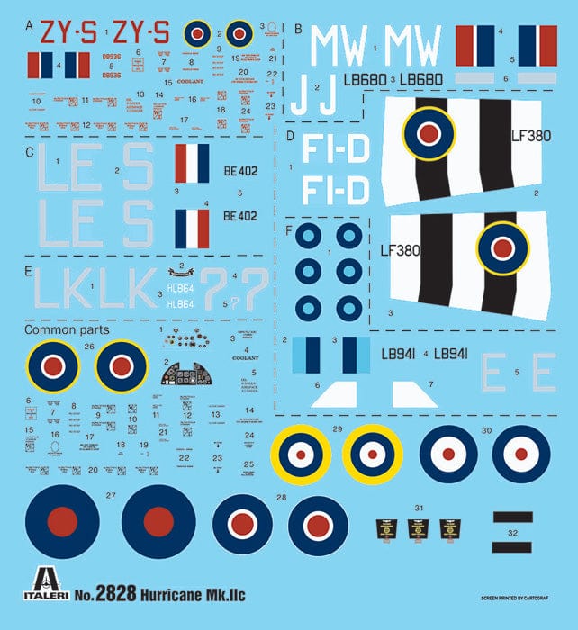 400 - Italeri - 2828 - Hawker Hurricane Mk IIC - decals