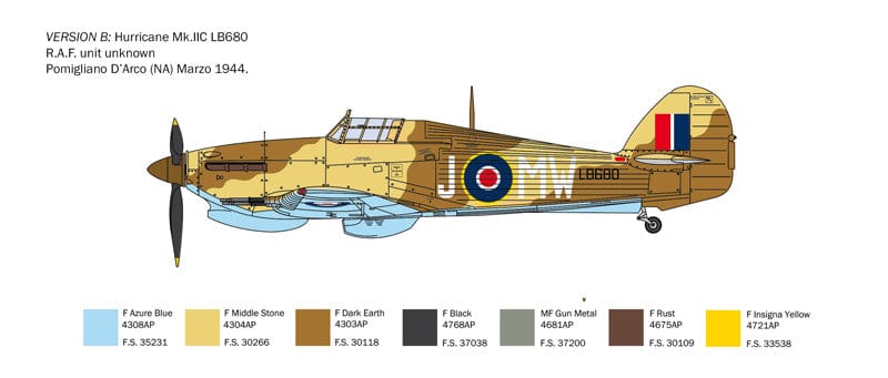 301 - Italeri - 2828 - Hawker Hurricane Mk IIC - paint schemes