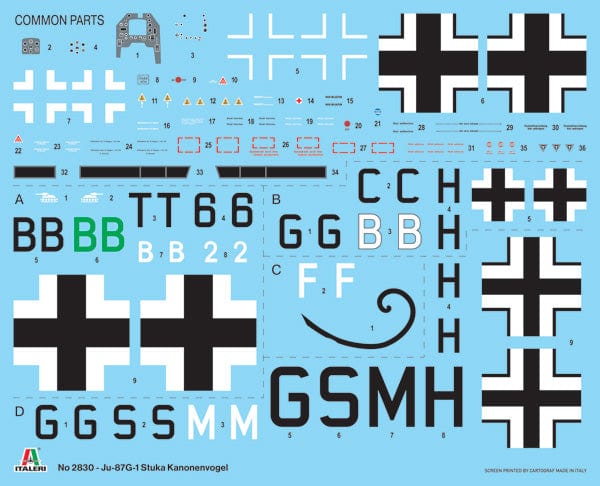 400 - Italeri - 2830 - Junkers Ju 87 G-1 Stuka Kanonenvogel - decals