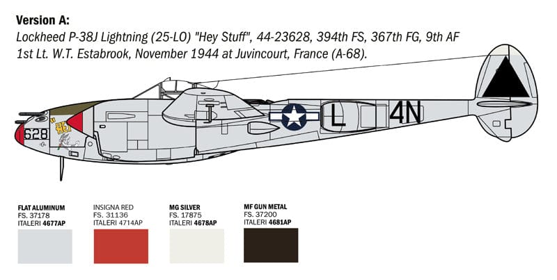 300 - Italeri - 2834 - Lockheed P-38J Lightning - paint schemes