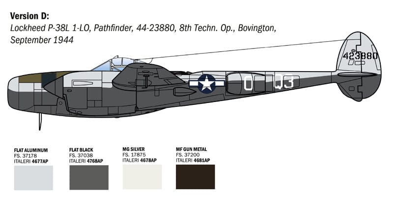 303 - Italeri - 2834 - Lockheed P-38J Lightning - paint schemes