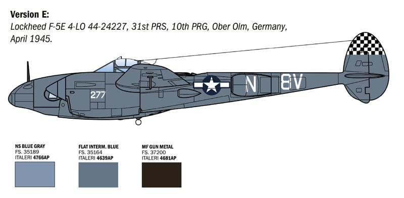 304 - Italeri - 2834 - Lockheed P-38J Lightning - paint schemes
