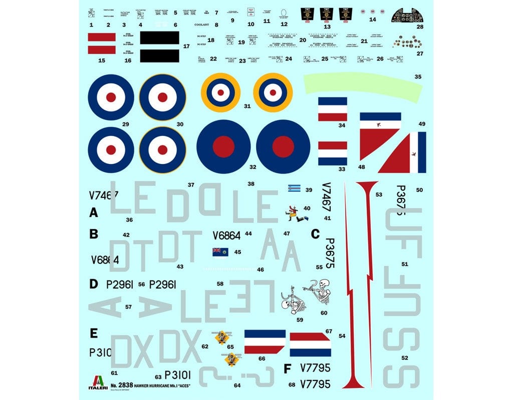 400 - Italeri - 2838 - Hawker Hurricane Mk I ‘WWII Aces’ - decals