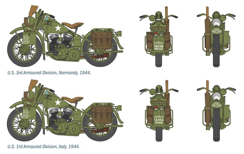 300 - Italeri - 322 - Harley-Davidson WL/WLA Motorcycles - paint schemes